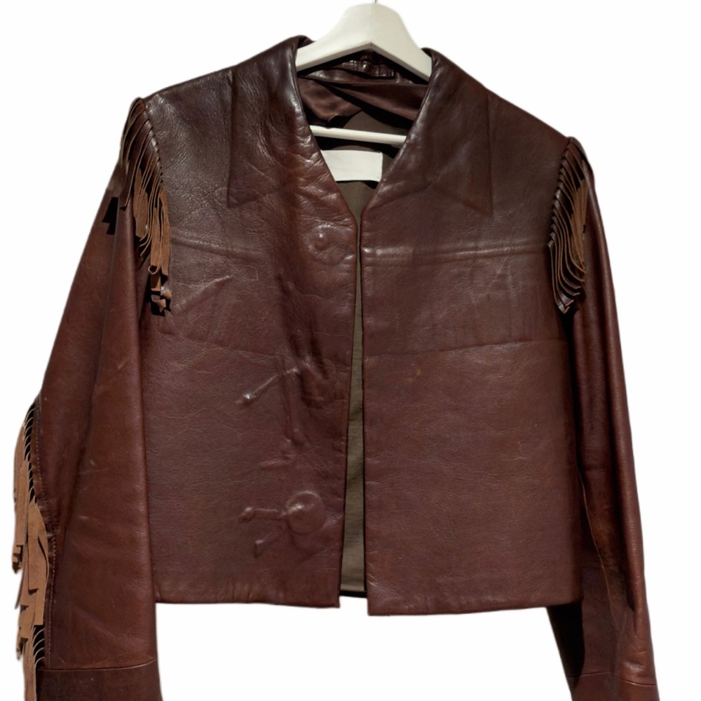 Brown Leather Fringe Jacket for Women